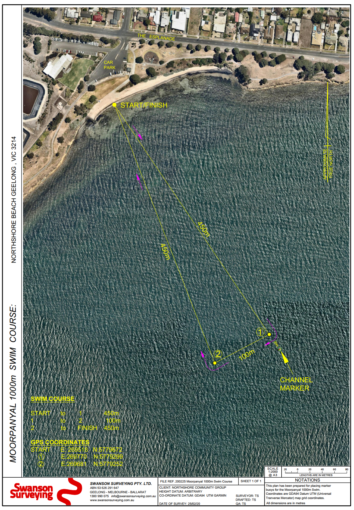 Moorpanyal Park swim route map