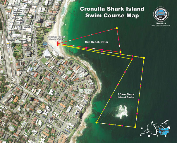 Cronulla Shark Island Swim swim route map