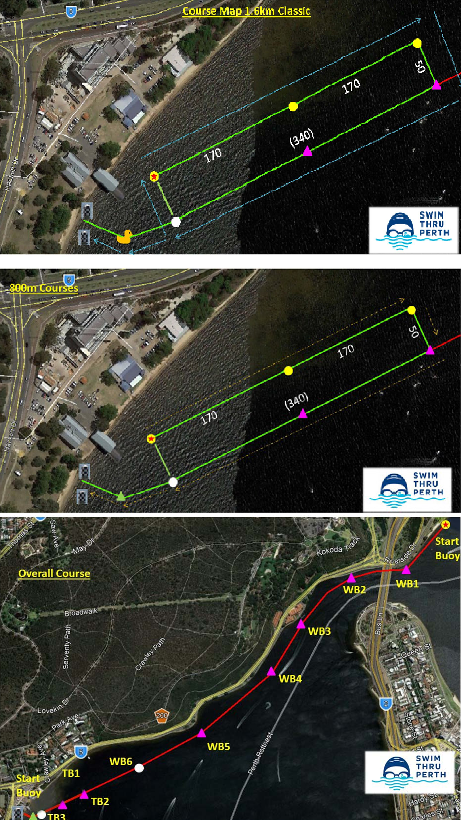 Swim Thru Perth swim route map